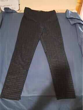 Max Studio London Women's Black Plaid Pullon Pants Size M Preppy Academia NWOT.